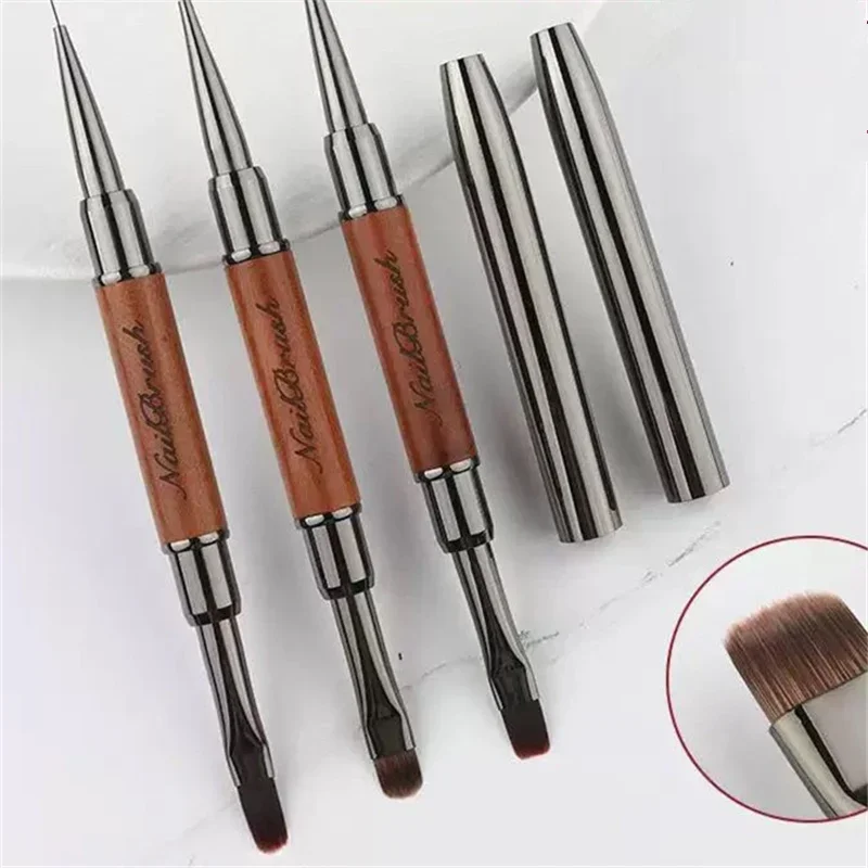 Set di pennelli per unghie in ebano con coperchio, cavo a doppia testa, fototerapia, testa tonda, pittura, gradiente, Fiona Fang, negozio di unghie speciale.