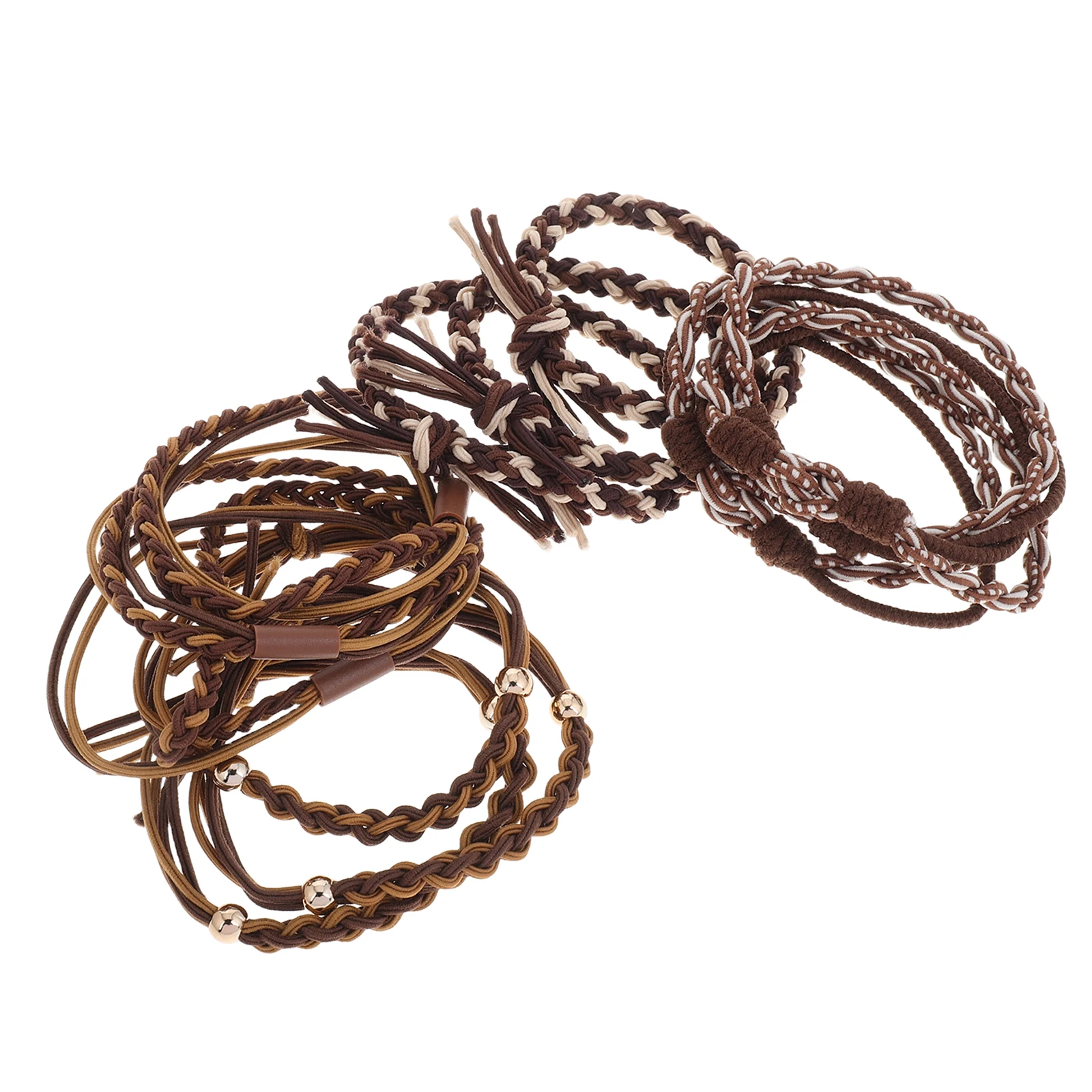 

1Set Retro Woven Hair Ties Boho Style High Elasticity No Damage Hair Accessories for Women Vintage Braided Ponytail Holder