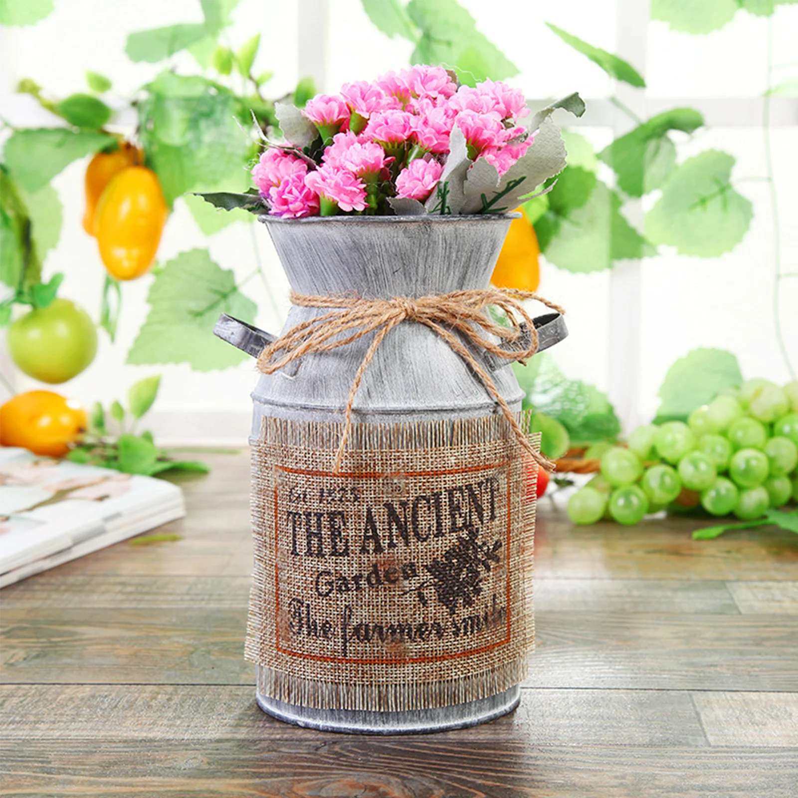 

1Pcs Vintage Iron Flower Bucket Retro Milk Jug Shape Planter Bucket Flower Arrangement Prop Home Decoration Fashion Flowerpot