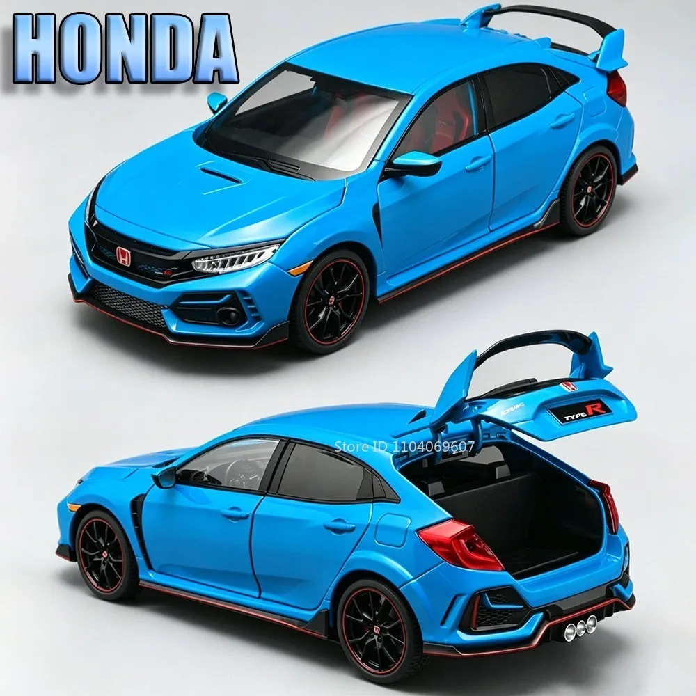 Coches de Juguete a Escala 1:18, HONDA Civic TYPE R 2020 Camry, Aleación Fundida a Presión, Puertas Abatibles, Amortiguación, Dirección en las Ruedas Delanteras, Colección