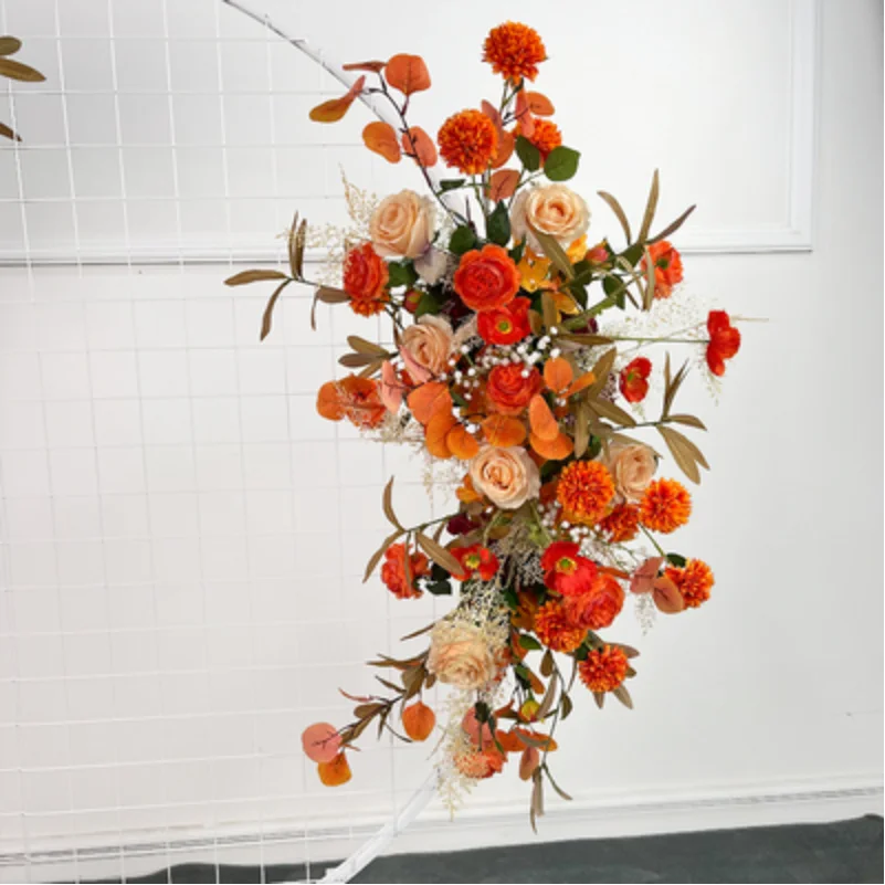 Wedding Props Flower Arch Artificial Crescent Flower Row Arrangement Table Decoration T Stage Backdrop Road Leading Flower Ball