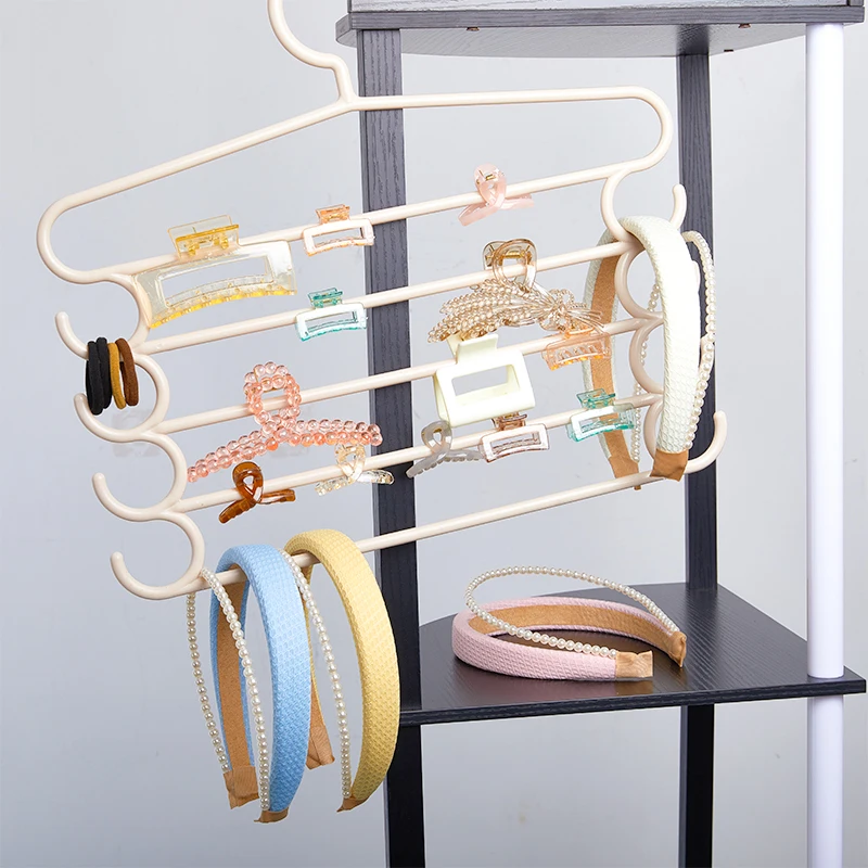 5 Layers Hair Claw Storage Rack Organizer Large Capacity Thickened Headband Holder Wall Hanging Hairpin Hanger Space For Women