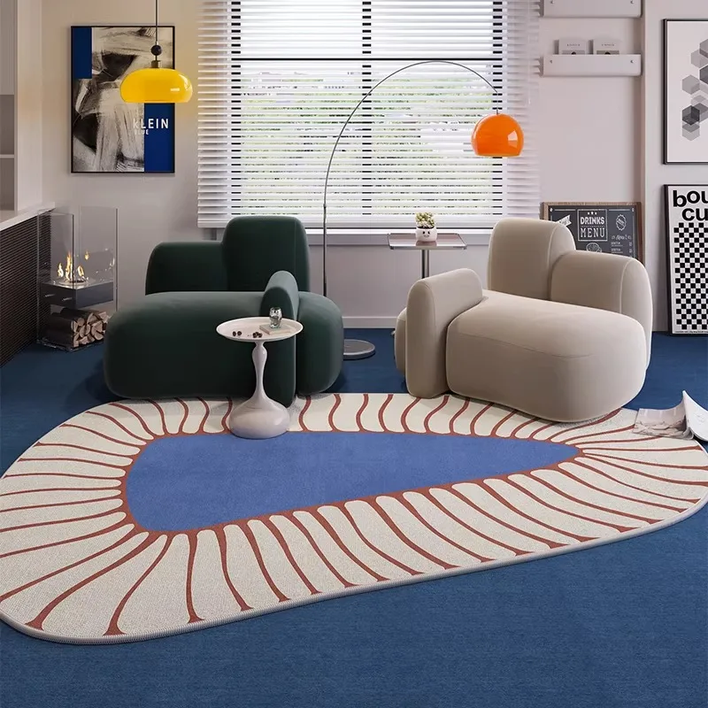 Living Room Rug Stain-resistant Wear-resistant Floor Mat Blue Luxury Irregular Rug Coffee Table Bedroom Rugs Home Decor Alfombra