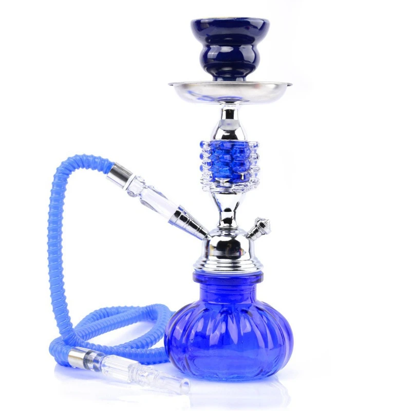 Small Black Single Tube Crystal Glass Pipe Arab Hookah Full Set of Household KTV Single Hookah