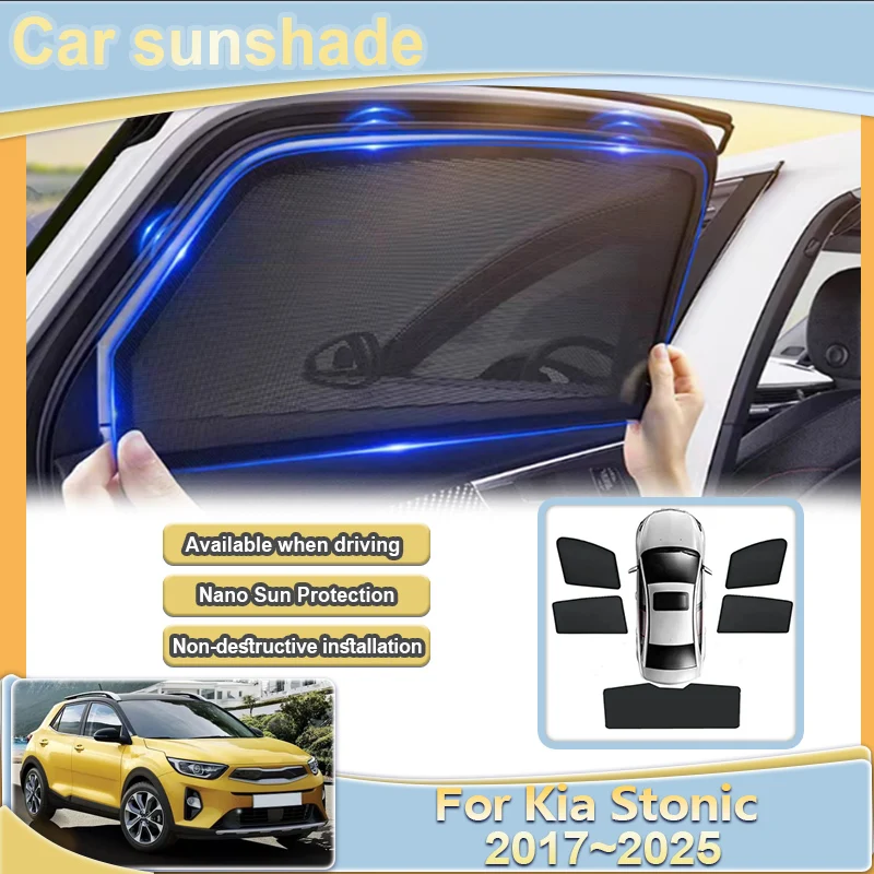 

Для Kia Stonic аксессуары 2024 KX1 YB CUV 2017 ~ 2025 автомобильный солнцезащитный козырек конфиденциальность УФ-блокирующий солнцезащитный козырек сетчатый солнцезащитный козырек автомобильные аксессуары
