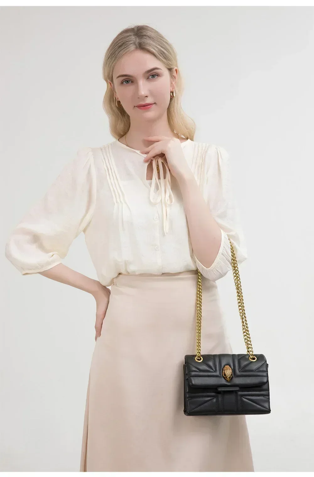 Fashion Design Mini Quilted Eagle Metal Women Shouder Bag Embroidery PU Leather Ladies Cross Body Bag