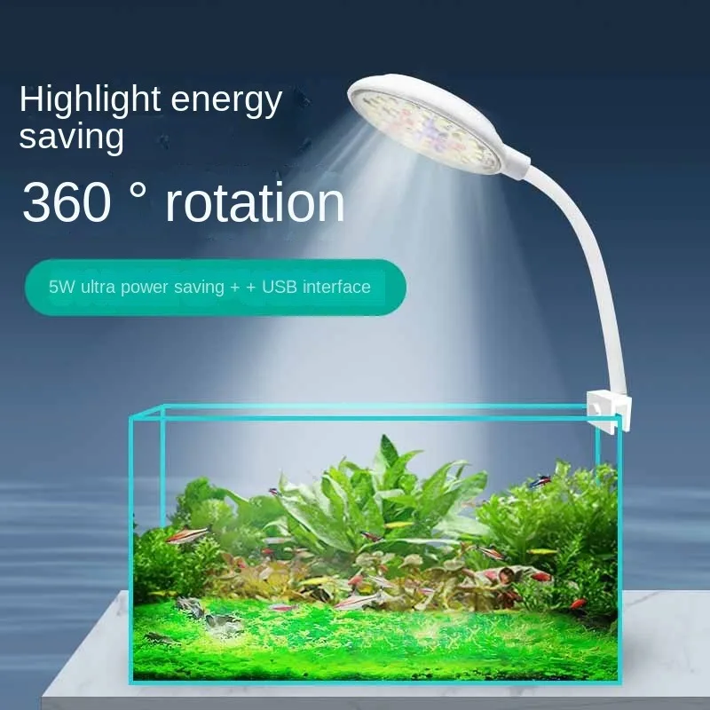 Wholesale Fish Tank Lamp Mini Led Usb Plug Lighting Water Plant Led Clip Light Transparent Lamp Clip on Aquarium Led Light