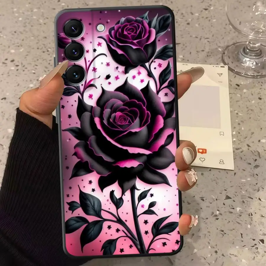 Case for Samsung Galaxy A35 A24 A15 A34 A16 A36 A26 A13 A14 A51 A11 A12 A22 A52 Phone Cover Pink Flowers