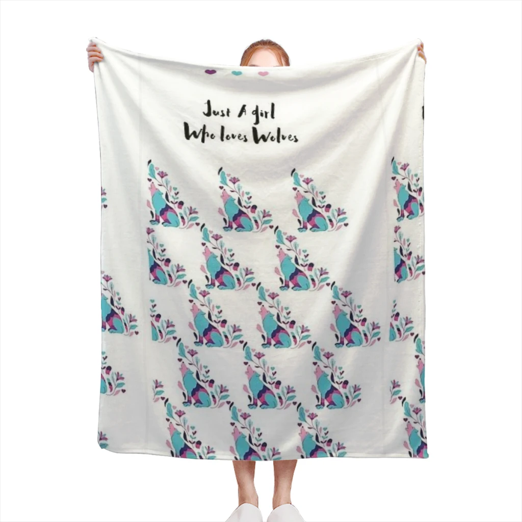 Just A Girl Who Loves Wolves blankets Warm Flange blankets Soft and comfortable blanket picnic blanket