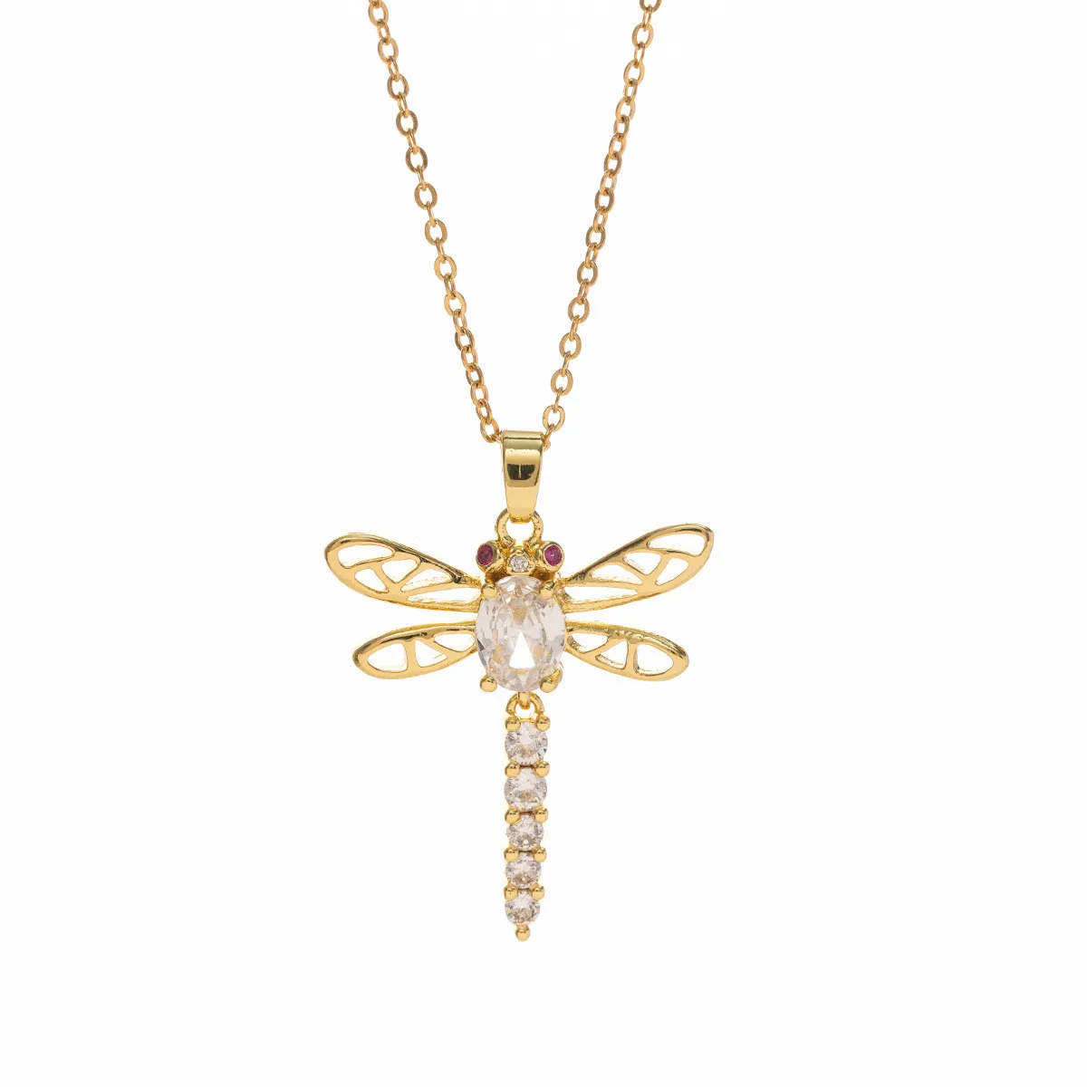 

Necklace women's 18k gold plated crystal zircon insect dragonfly popular fashion jewelry couple gift