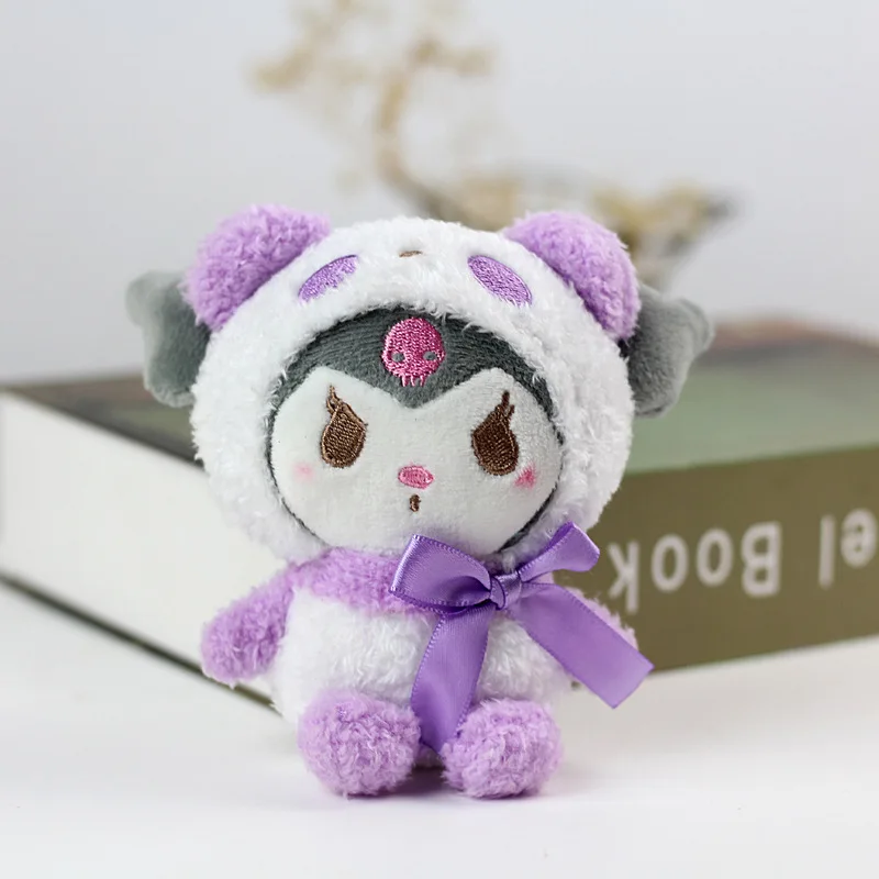 12cm Kawaii Sanrio Keychain Plush Anime Kuromi Doll Keyring Hello Kitty Plushie Cinnamoroll Key Bag Pendant Toy Gift for Girls image 4