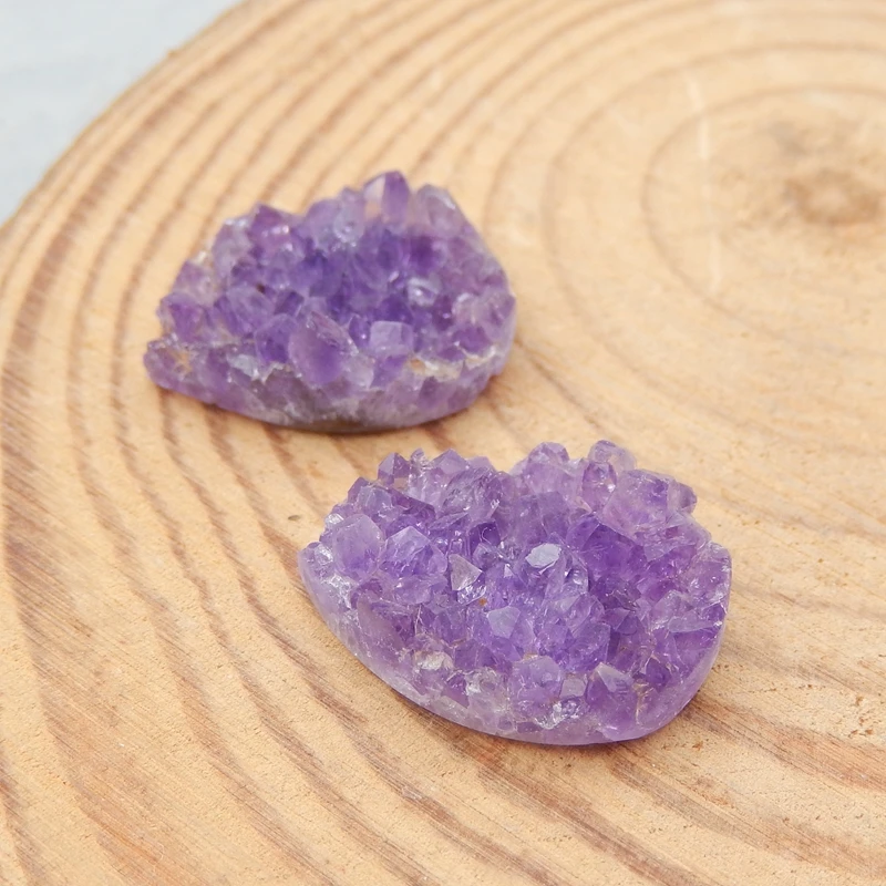 Natural Stones Round Flatback Amethyst Cabochons High Quality Polished Gemstone For Earring Making 18x14x5mm5.5g