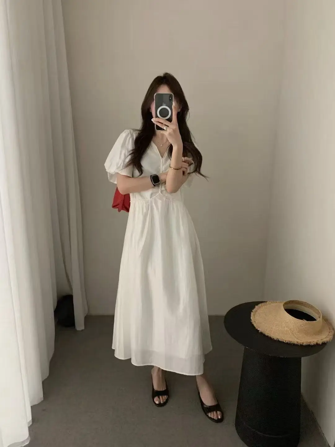 

Женское платье LilianLegacy Gentle Sweet с коротким рукавом, однотонное, длинное, с завышенной талией, А-силуэт, летнее, для повседневной носки, с V-образным вырезом