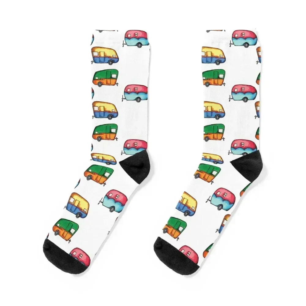 

colorful retro campers Socks essential shoes Run funny gifts Girl'S Socks Men's