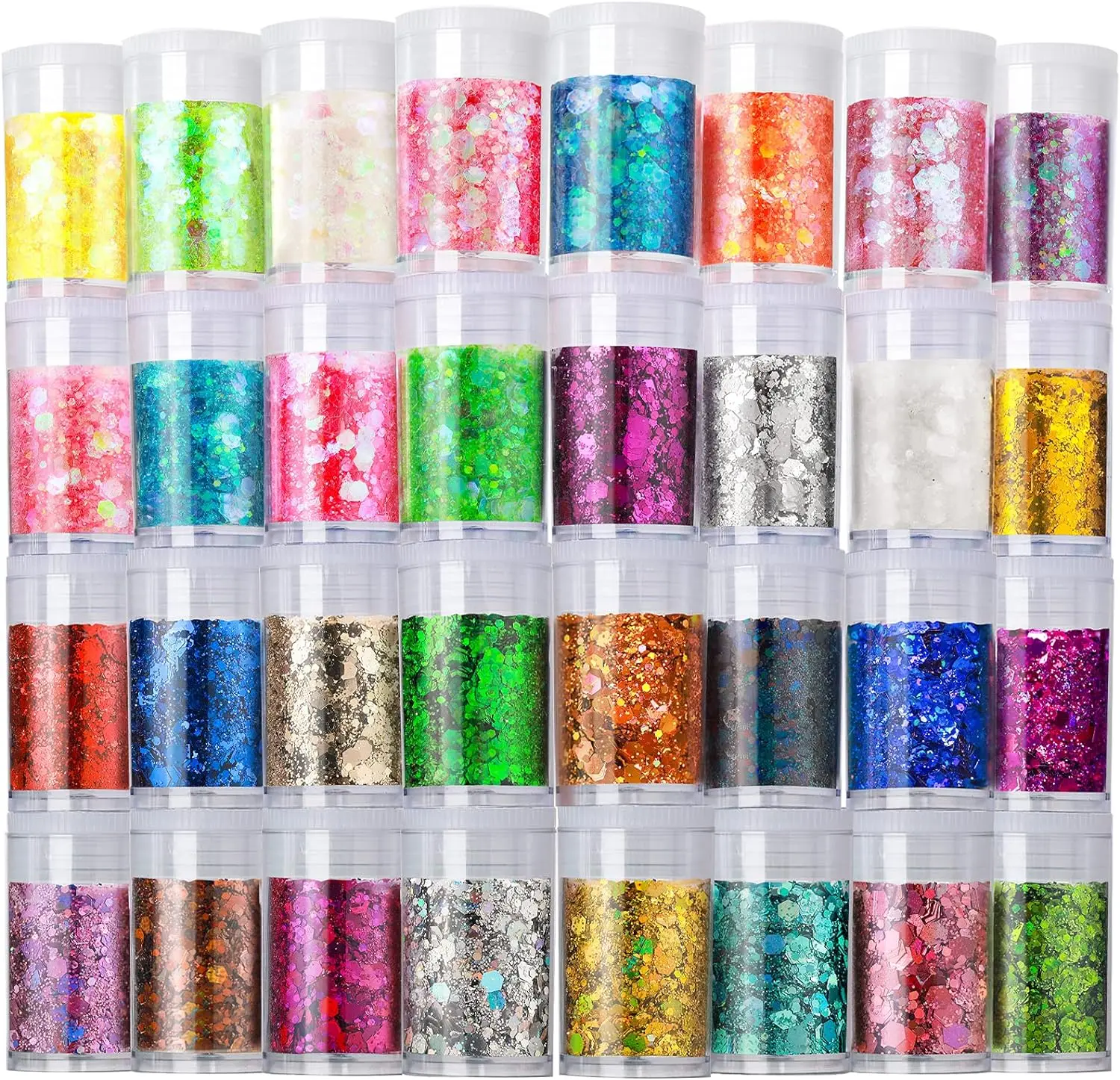 32 Colors Glitter Flakes Sparkly Shiny Mixed Sequins Nail Art Holographic Chunky DIY Handicraft Decor Nail/Face Glitter Tattoo *