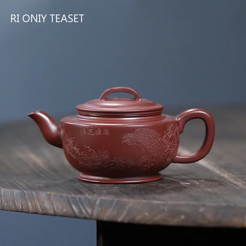 

190ml Yixing Purple Clay Teapot Kettle Hand Carved Bird Tea Pot Beauty Tea Infuser Chinese Handmade Raw Ore Zisha Tea Set