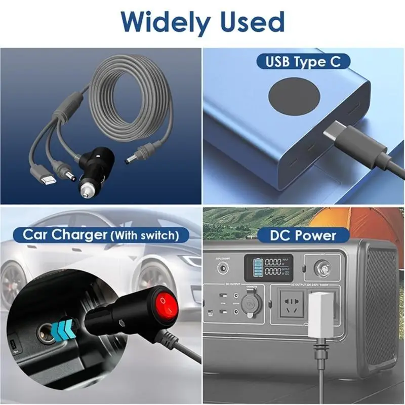 3 واجهات كابل الطاقة شاحن السيارات سلك آمن تكنولوجيا الشحن السريع مفاتيح PVC التحكم في الإلكترونيات