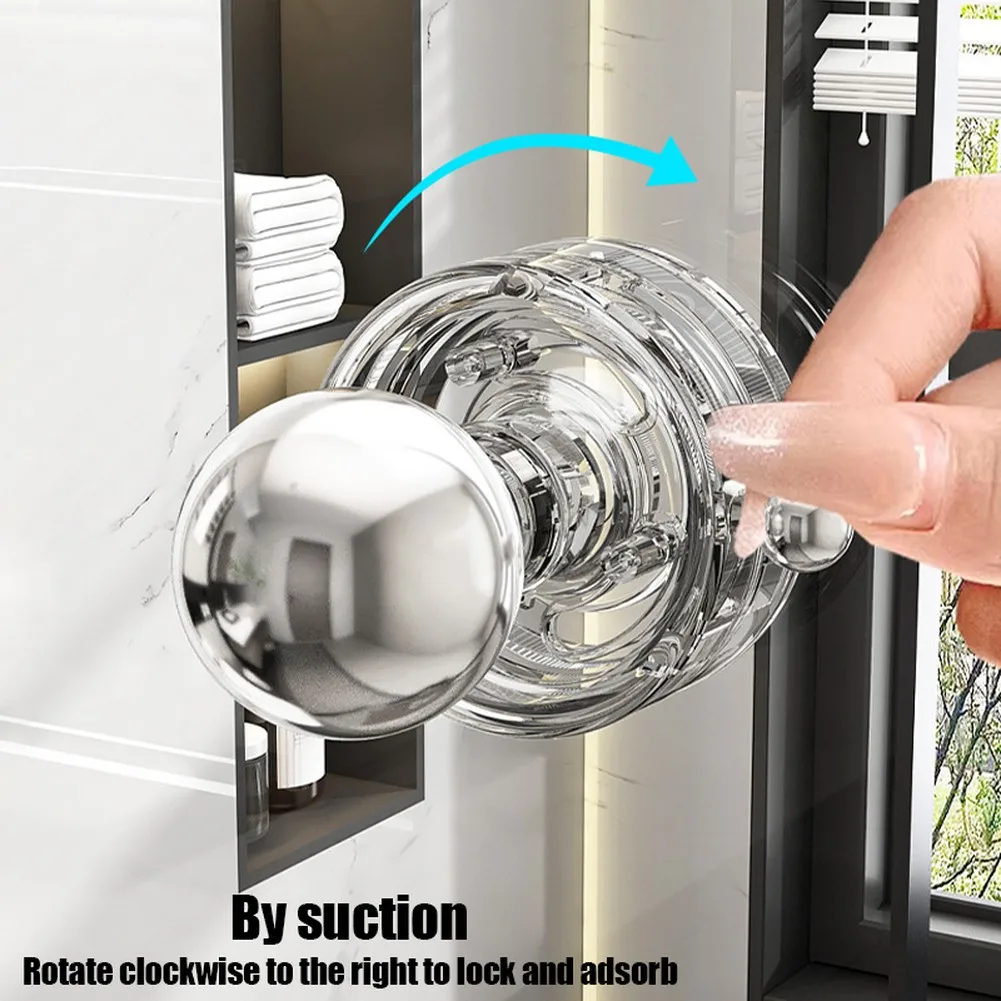 No-Drill Suction Cup Handle For Glass Shower Doors, Dual Function Hook & Grip, Strong Vacuum Adhesion For Bathroom, Transparent