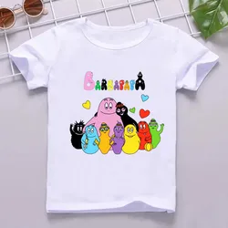 Hot Sale Cute Barbapapa Print Cartoon Kids T shirt Funny Girls Summer Tops Baby Boys Clothes Children Short Sleeve T-shirt