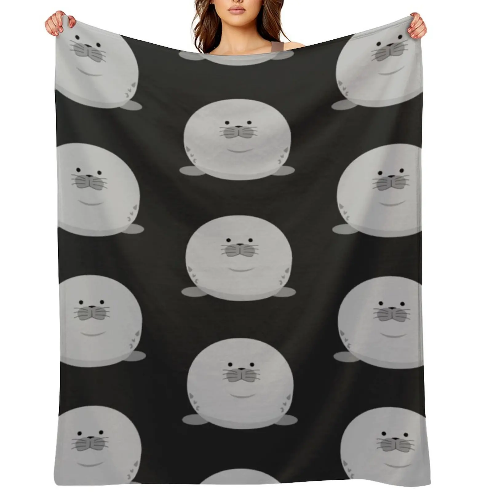 

Cute Chonky Seal Throw Blanket anime Sofa Quilt Custom Blankets