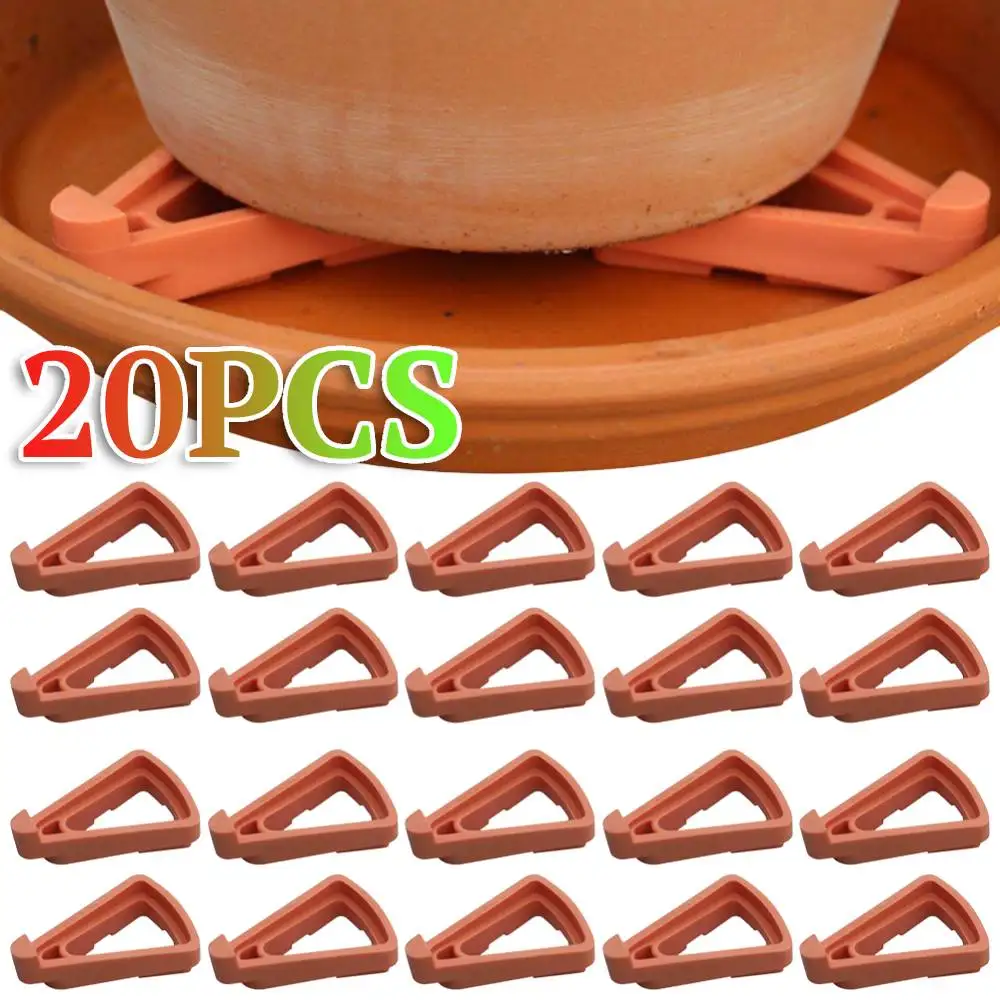 20pcs Plant Pot Foot Flower Pot Support Invisible Triangle Holder Decor Plant Stand Outdoor Garden Statue Pot Planter Feet