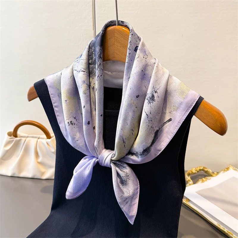 

New Luxury Fashion Silk Scarves Square Scarf Women Trendy Versatile Travel Beach Clothing Tie Bag Decorative Shawl Neckerchief