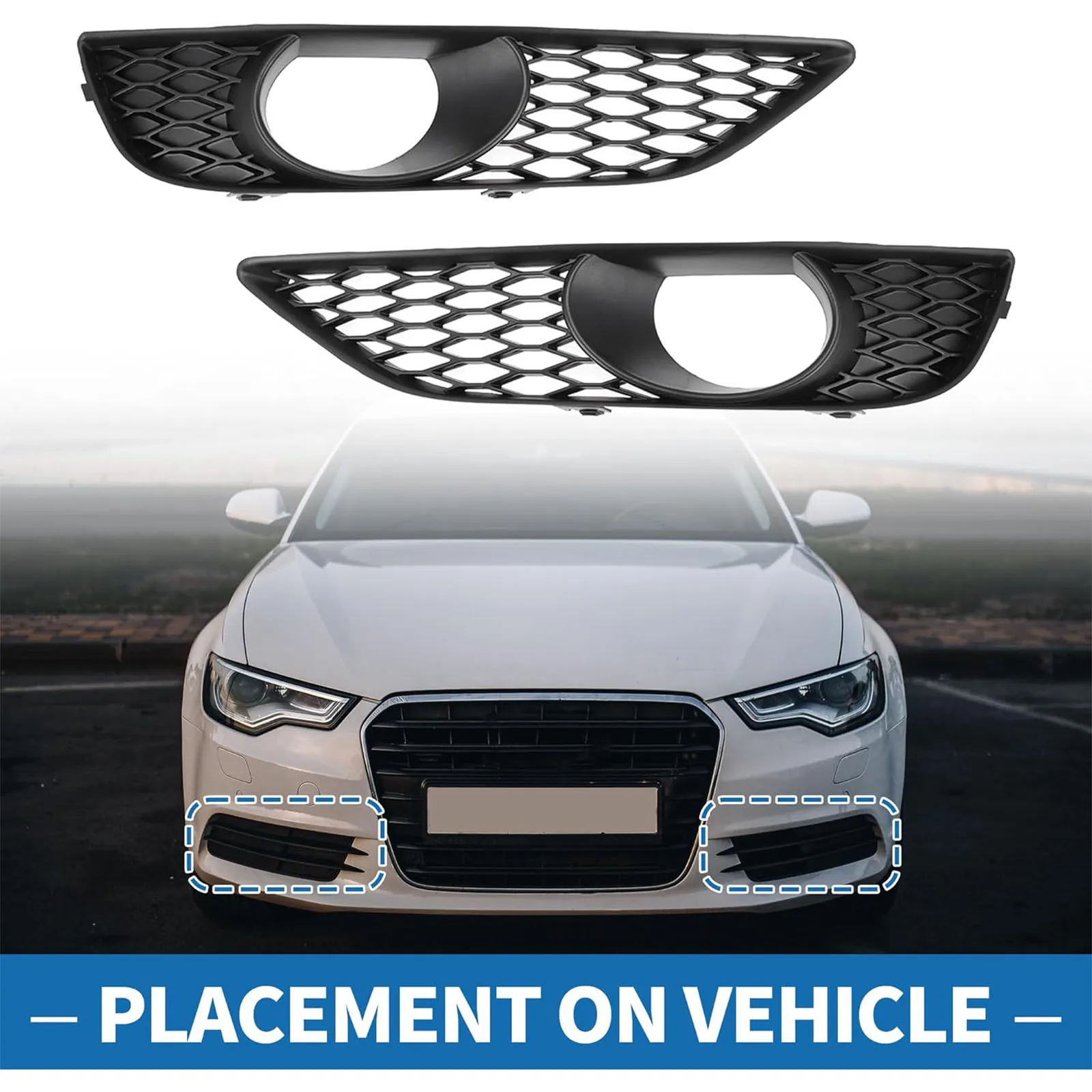 

Car Front Fog Light Lamp Grille Grill Cover,for Audi Q7 Sports 4L Bumper 2010-2015 4L0807675C 4L0807676C