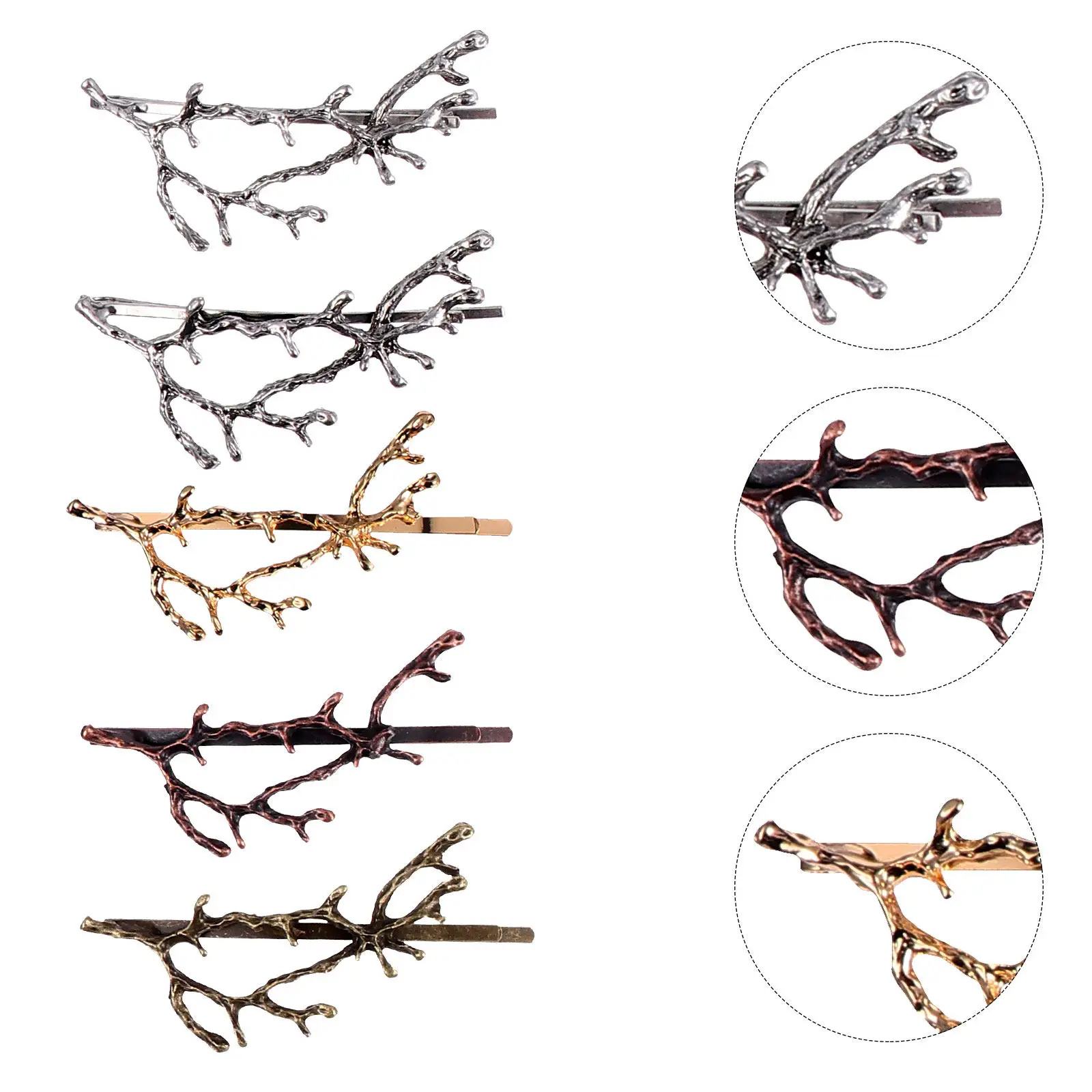 10Pcs Alloy Antler Hair Clip Branch Design Girls Hairpin Exquisite Hair Accessories Charm Pretty Look Spotlight Public Wear