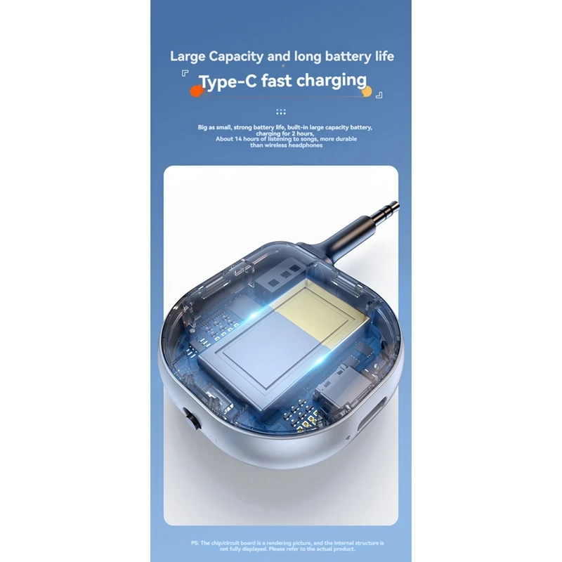 2 in 1 무선 블루투스 5.3 리시버 송신기 어댑터, AUX 핸즈프리 통화, 자동차 라디오 오디오 헤드폰 TV용, 3.5mm