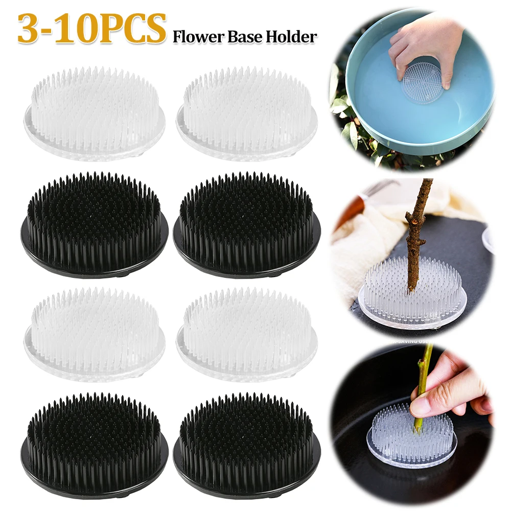 

3-10PCS Round Ikebana Plastic Flower Base Holder Flower Fixed Tools Suction Cup Floral Arrangement Decor Pot Accessories Tools