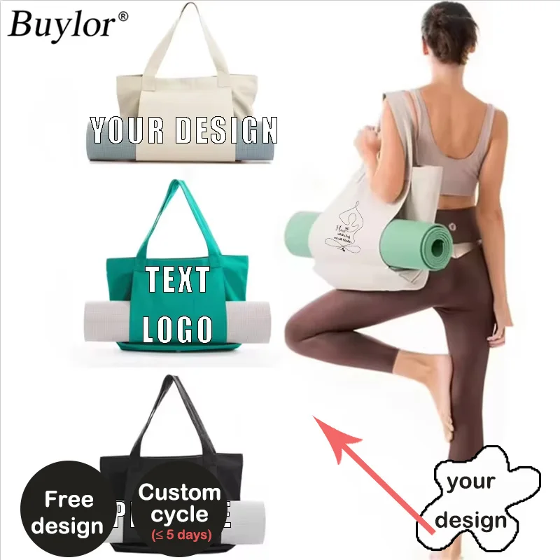 Bolsa de Mano Personalizada Buylor, Bolsa de Hombro Diaria para Pilates, Bolsa de Yoga, Bolsa de Almacenamiento Plegable, Bolsas de Lona Reutilizables para Fitness, Baile y Gimnasio