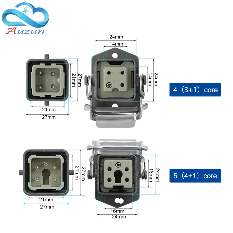 HDC-HA 4 Core (3+1)/5(4 +1)/6(5+1)/8 (7+1) Pins  Heavy Duty Connector Aviation Industry Waterproof Plug And Socket