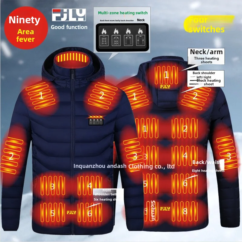 

New 19 Distric Intelligent Outdoor Couple Warm Electric Heating Whole Body Constant Temperature Heating Cotton-Padded Clothes