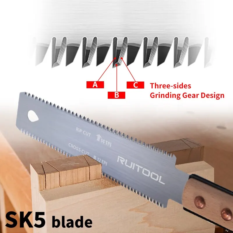 1pc Japanese Saw 6 Inch Double Side Hand Pull Saw 14&17TPI SK-5 Steel Flexible Blade Flush Cut Saw for Woodworking