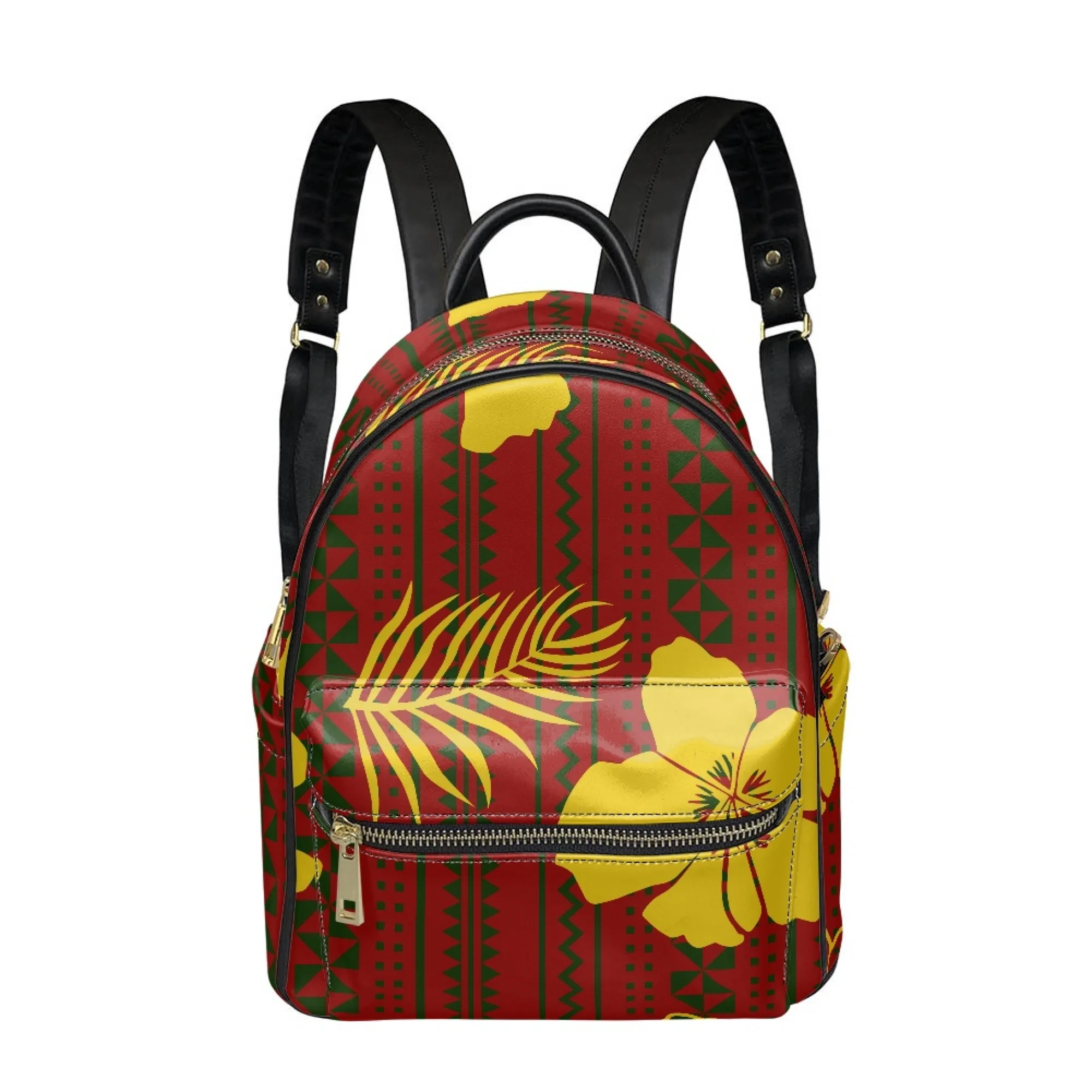 

2024 New Custom Women'S Backpack Pu Backpack High Quality Durable Polynesia Fashion Retro Art Design Backpack