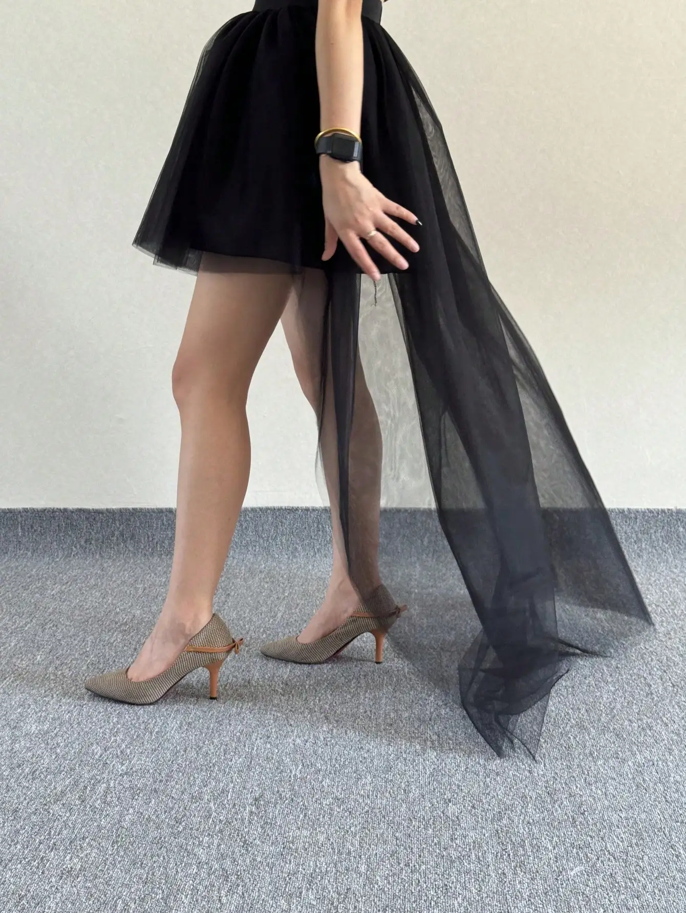 

Women's High Low Mesh Net Lace Overlay Maxi Skirt petticoat