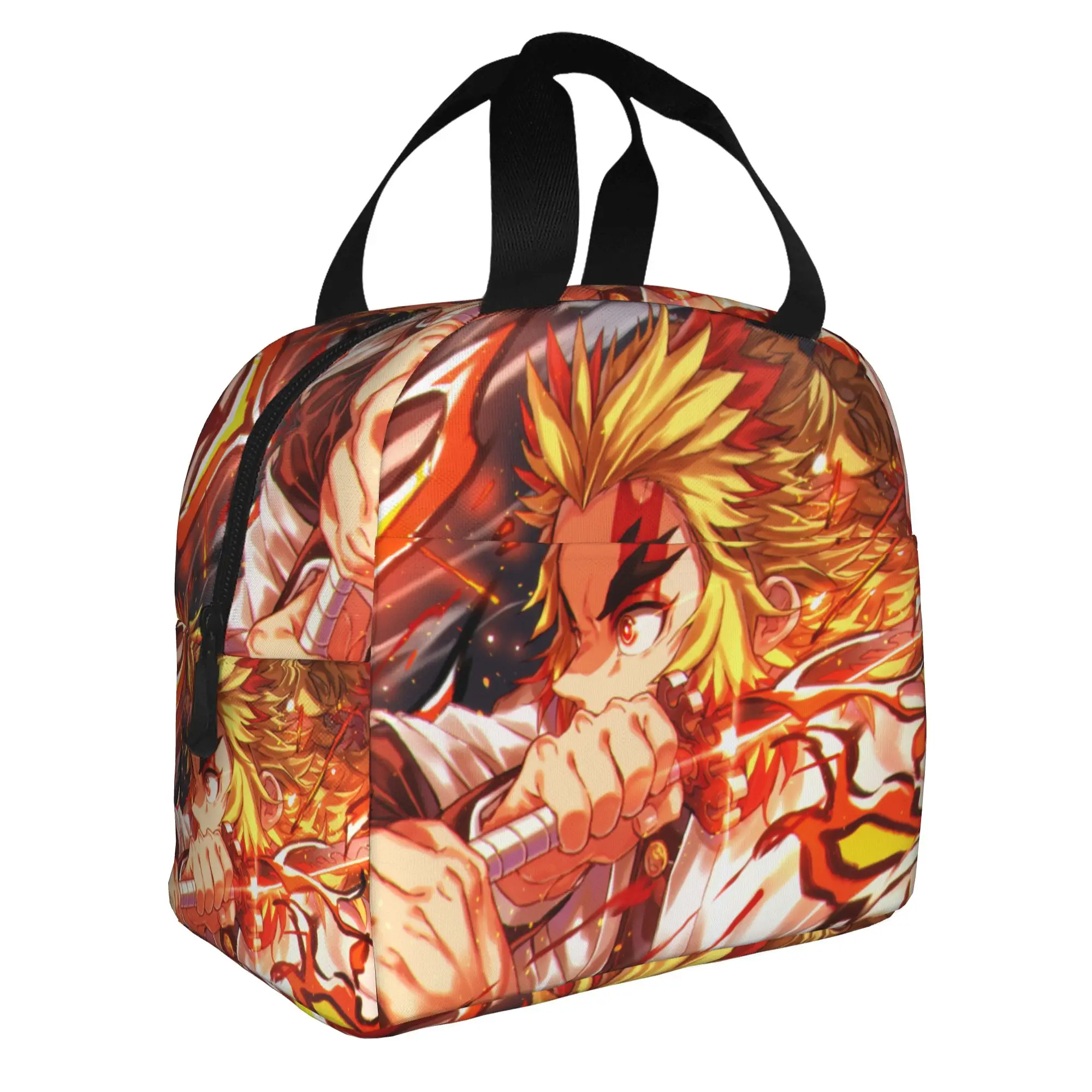 Custom D-Demons Slayers Portable Lunch Box for Women Waterproof Japanese Manga Cooler Thermal Food Insulated Lunch Bag School view 2