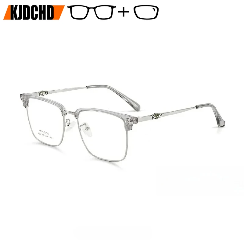 

KJDCHD Men's Business Prescriotions Alloy Glasses New Frame Fashion and Elegant Square Eyebrow Optical Eyeglasses Frame