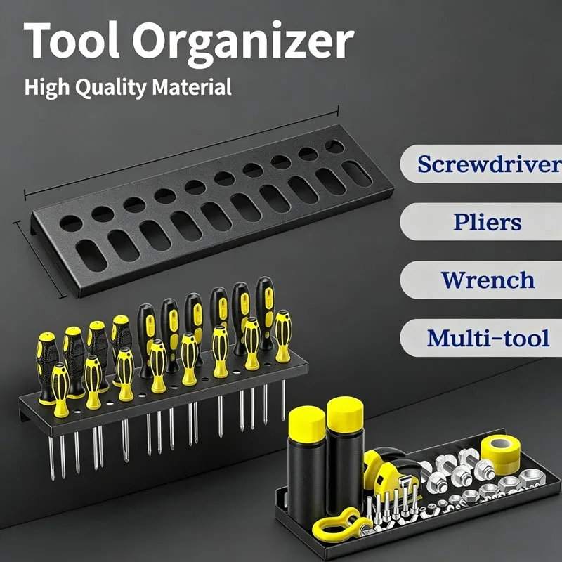 Steel Metal Wall Tool Storage Rack Heavy Duty Mounted Organizer for Screwdrivers Hammers Workshop Garage Tool Organizer