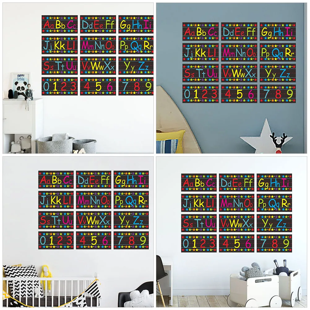 1 Juego de pegatinas de pared de números del alfabeto de alta gama para habitación, calcomanía educativa colorida brillante, herramienta de aprendizaje para guardería