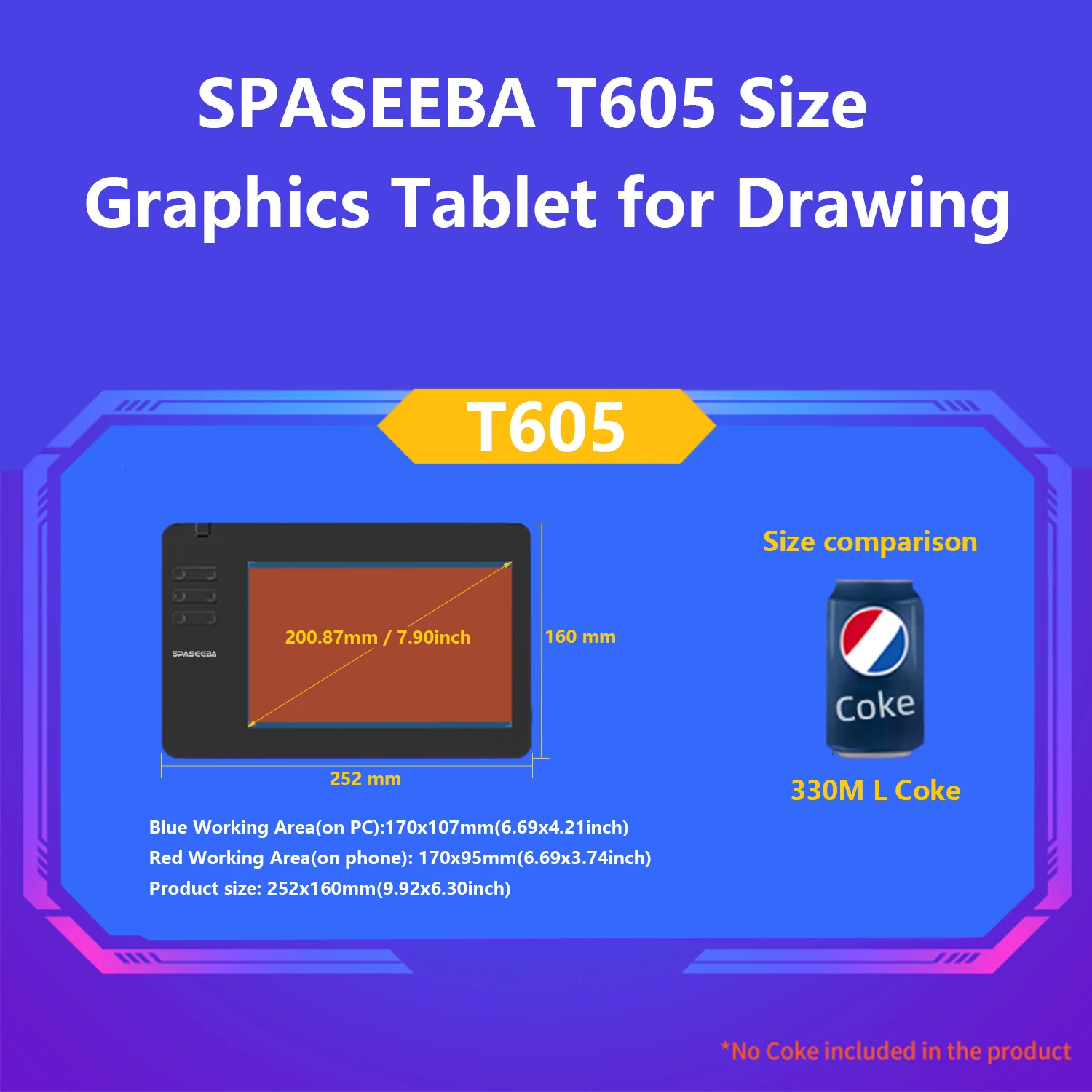 SPASEEBA T605 Graphics Tablet for Drawing / Paiting / Gaming OSU, Ultra Thin Art Pen Tablet with 8192 Levels Digital Stylus