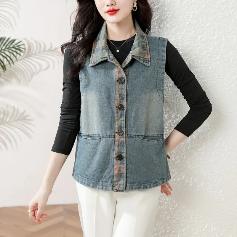 

Women's Denim Vest Jacket 2025 Spring Autumn Breathable Unisex Streetwear​