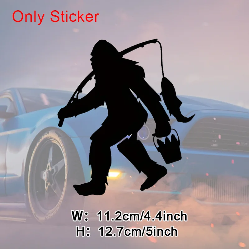 

1pc Sasquatch Fishing Vinyl Decal - Distinctive silhouette design，With fishing gear and water elements