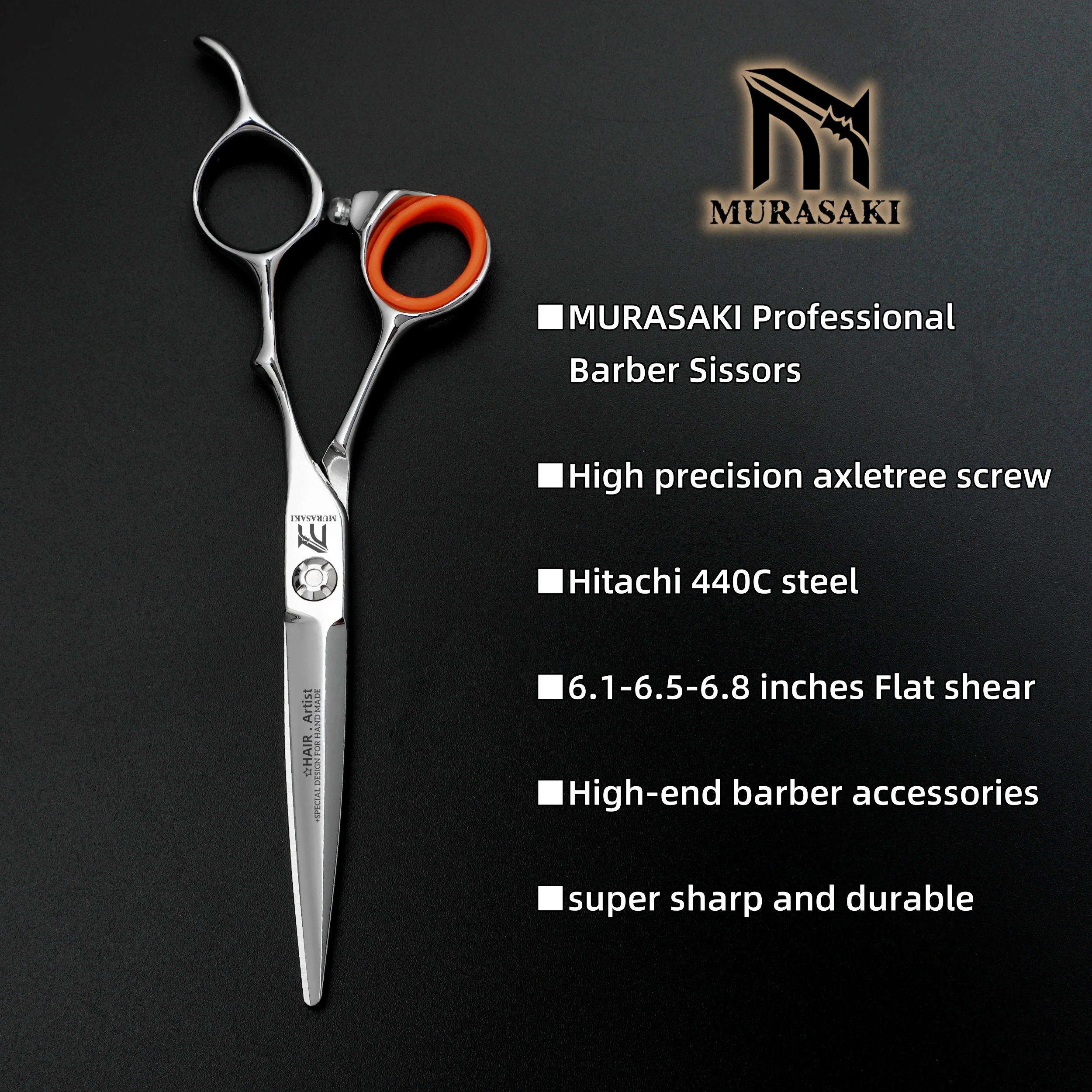 MURASAKI Professional Hair Cutting Scissors, Japan 440C Steel Hair Thinning Shears, Set of 6.1-6.5-6.8 Inch, High-End Barber Too