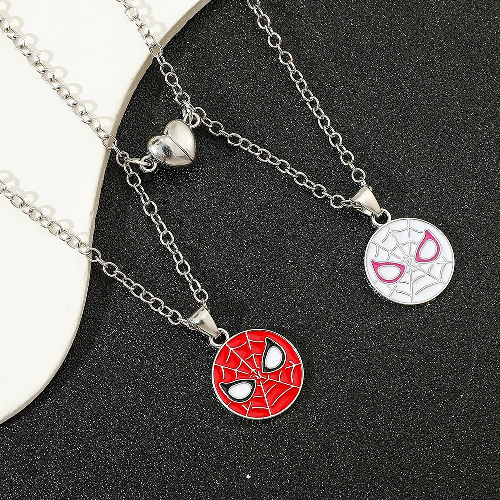 2pcs Superhero Spiderman Necklace Fashion Charm Avengers Pendant Gift for Couple Valentine's Day Jewelry view 3