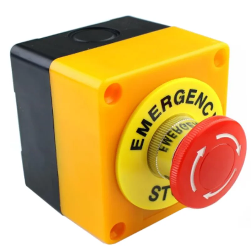 Plastic Shell Red Sign Push Button Switch DPST Mushroom Emergency Stop Button AC 660V 10A NO+NC LAY37-11ZS