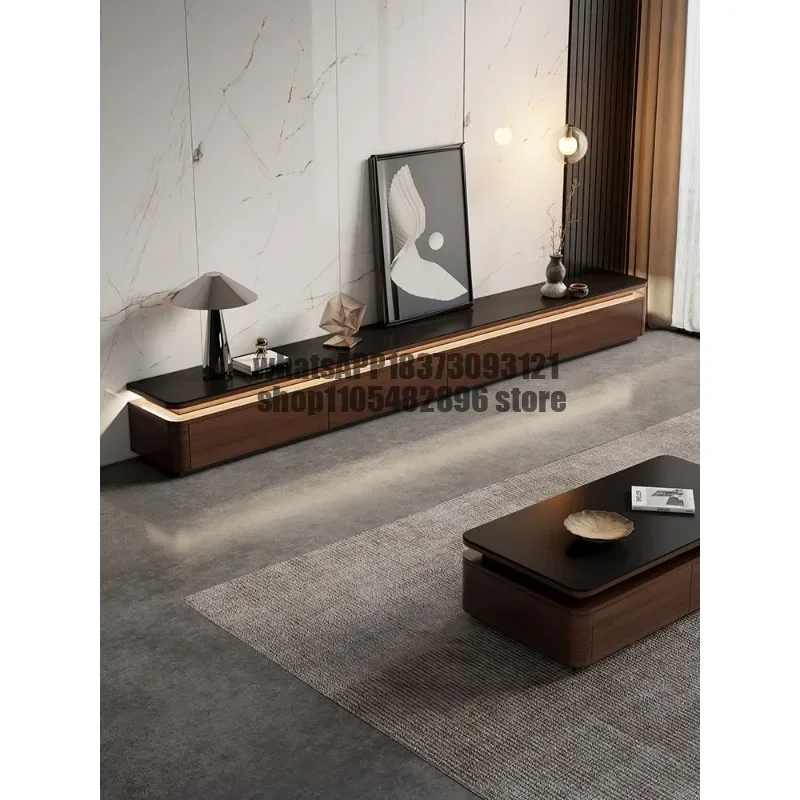 Slate TV Cabinet Living Room Ambient Light Modern Simple Floor Cabinet Locker