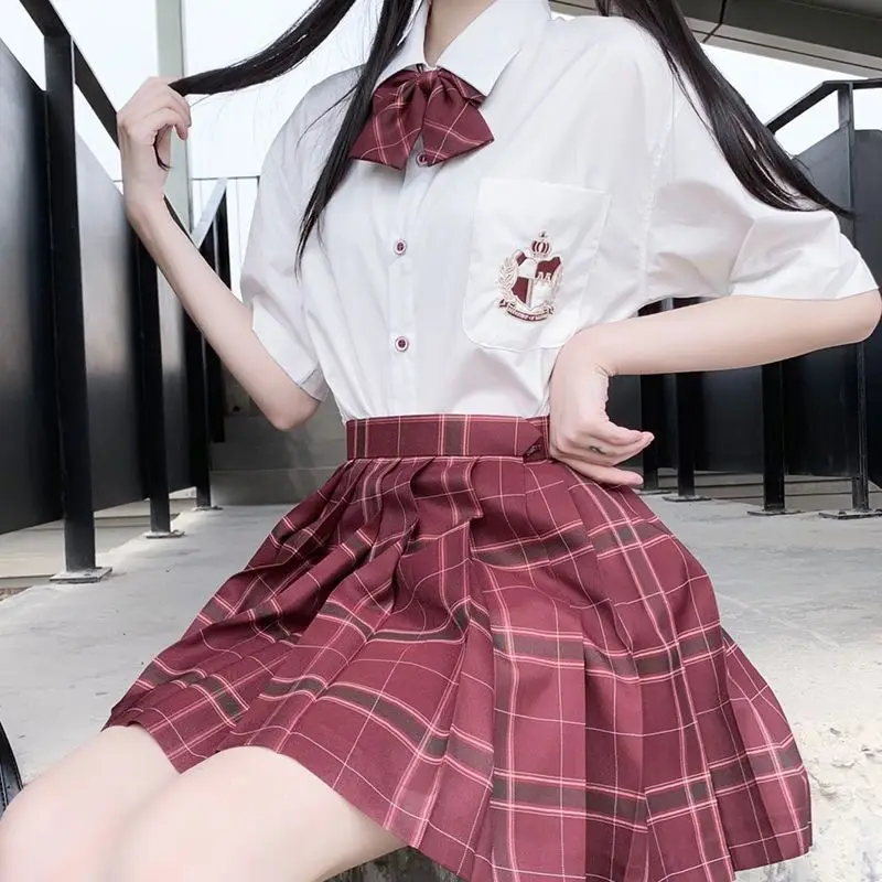 Japanese Style Shahuazheng College Style Uniform School Uniform Shirt Business Attire Plaid Skirt JK Uniform Pleated Skirt Suit/