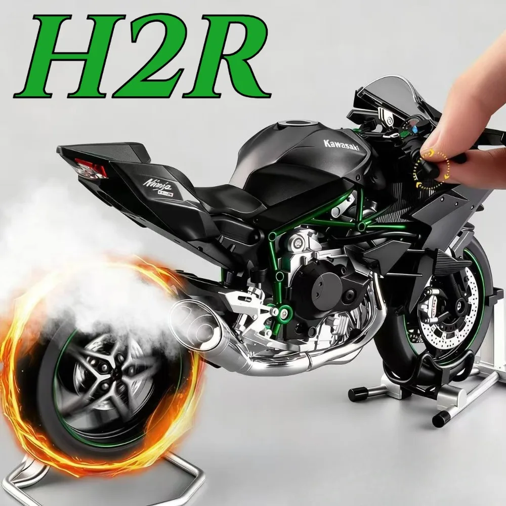 1:9 Schaal H2R Motorfiets Model Speelgoed Auto Legering Lichaam Ontstekende Start Spray Motor Modellen Schokabsorptie Voertuigen voor Jongens Speelgoed