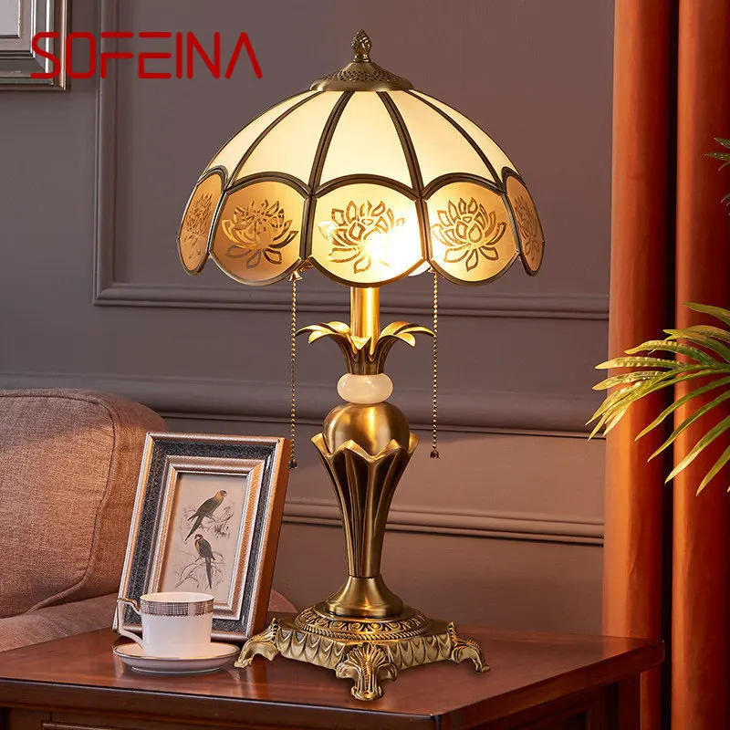 

SOFEINA Contemporary Brass Gold Table Lamp LED Creative Simple Glass Desk Light Copper For Home Study Bedroom Bedside